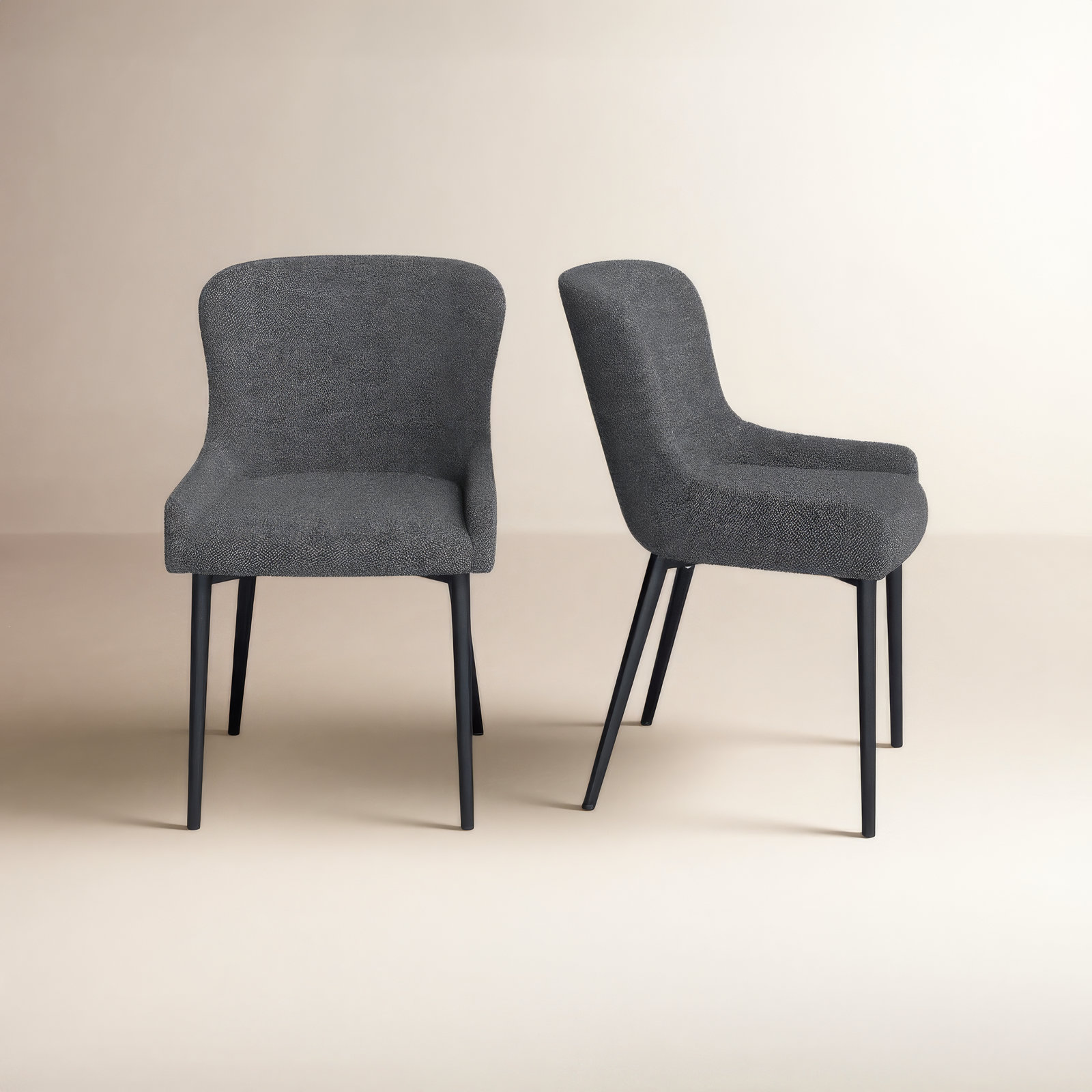 Lucile Boucle Dining Chair, Deep Gray Boucle