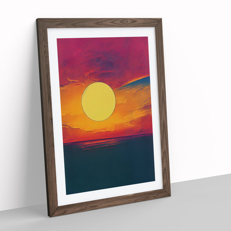Revered Abstract Sunset - Framed Print, 64cm H x 46cm W x 2cm D, Brown Framed