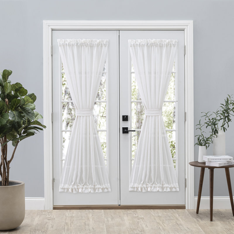 Matao Elegant Semi-Sheer Door Panel Rod Pocket w/ Tiebacks in Various Sizes, 40" W x 36" L, White