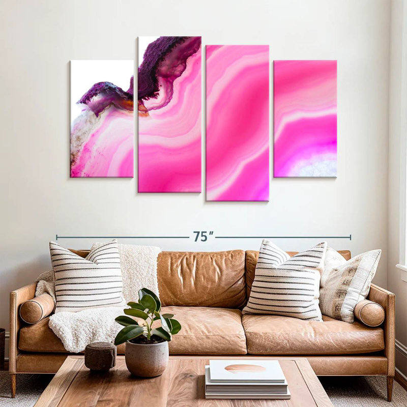 Avery magenta abstrait, H 42 po x l 68 po