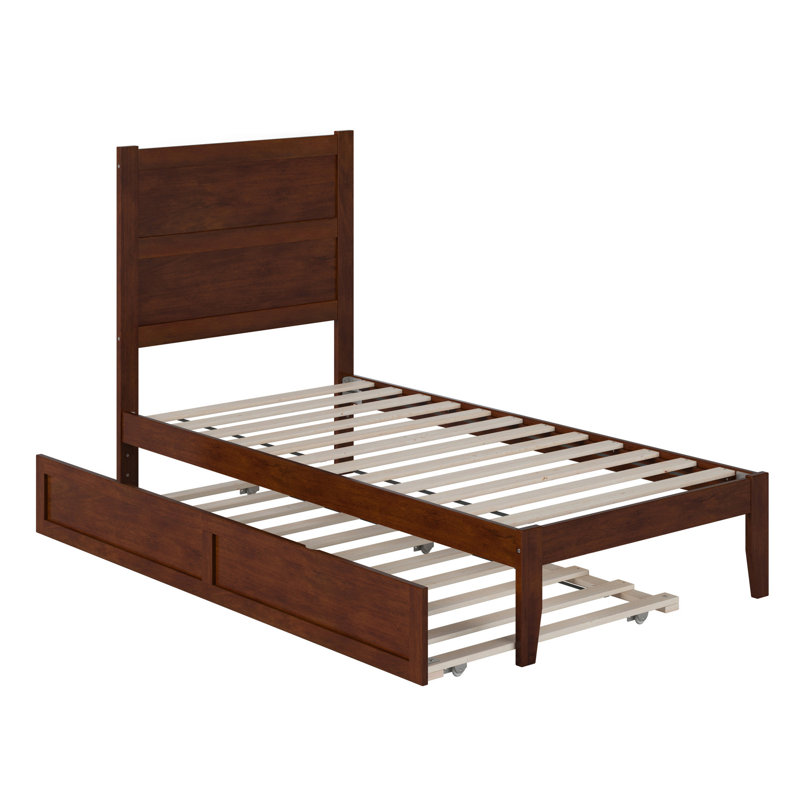  Lit plateforme en bois massif avec lit gigogne Barbera, Simple, Noyer