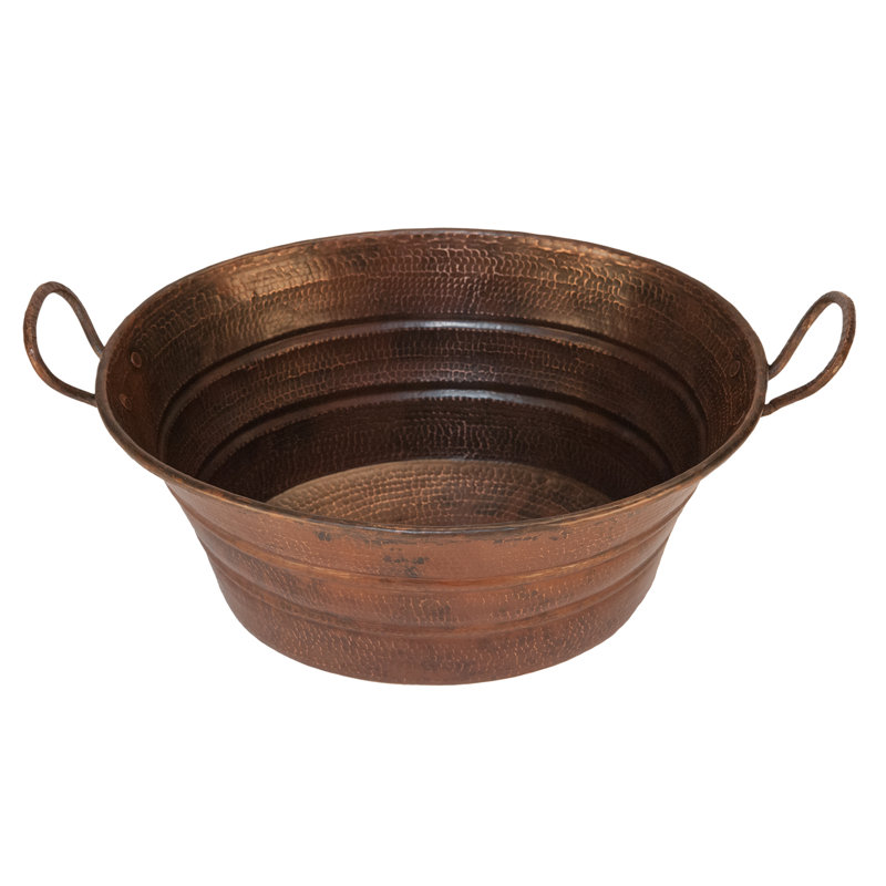 16" Oval Hammered Copper Sink with Oil Rubbed Bronze Finish