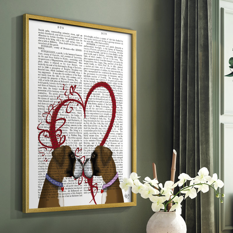 Boxer Love, reproduction encadrée - bois massif, H 20 po x l 16 po