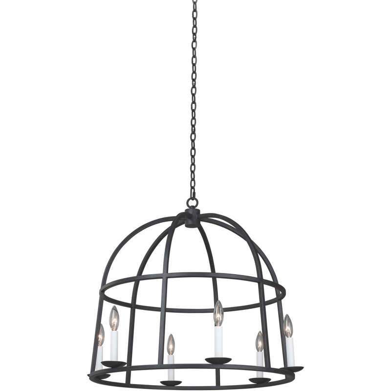 Lustre Wickenburg 6 LT en fer noir Kalco