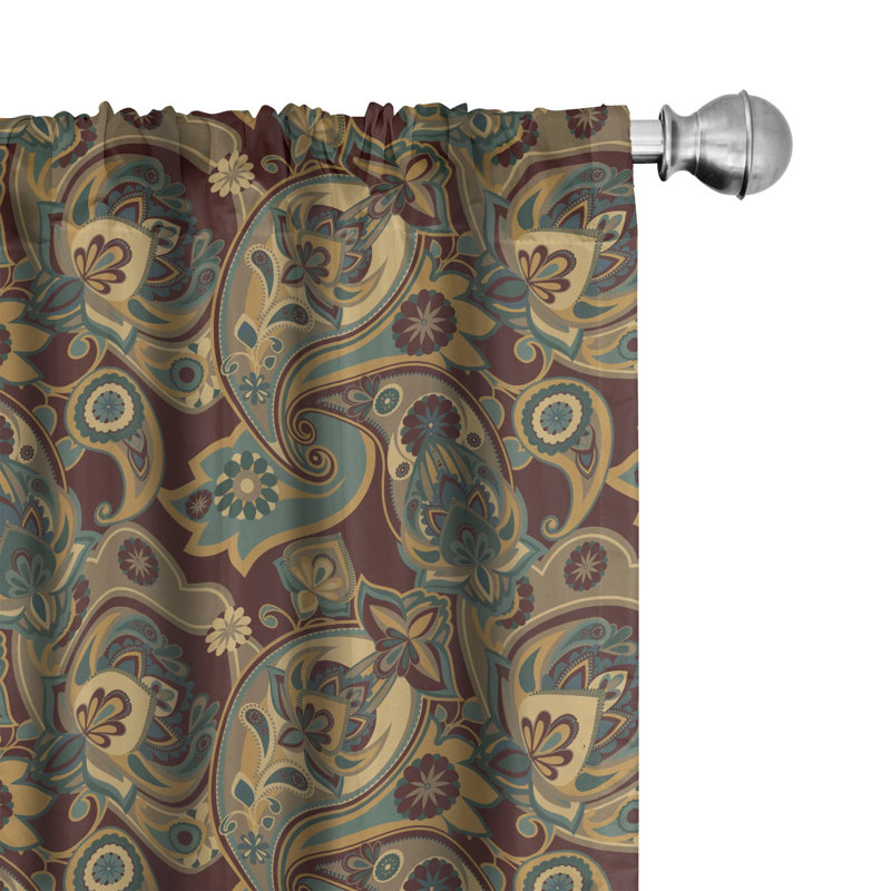 Paisley Floral Semi-Sheer Rod Pocket Curtain Panels, 28" x 95"