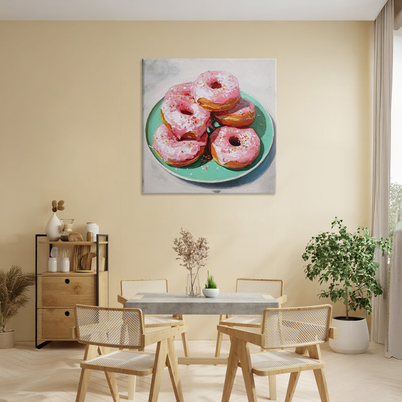 Toile rose à motif de beignets givrés, design par Tina LeCour, H 30 po x l 30 po