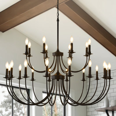 Lustre rétro style campagnard de style campagnard, grands lustres à 2 niveaux pour hauts plafonds, lustre noir de style campagnard 24 lumières, plafonnier de vestibule dans le couloir d'entrée 