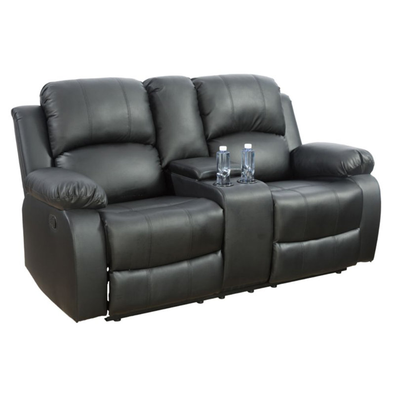 Canapé inclinable 69 po en cuir Vegan, Similicuir noir