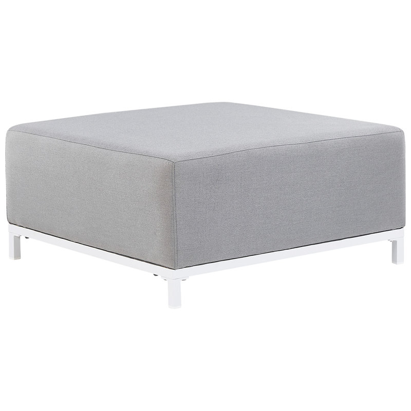 Brayfield Upholstered Outdoor Ottoman, Light Grey