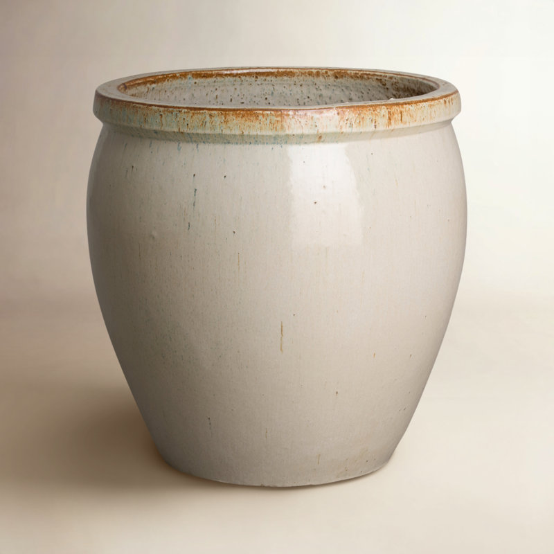 Kenedy Handmade Ceramic Planter, White, 19" H x 19" W x 19" D