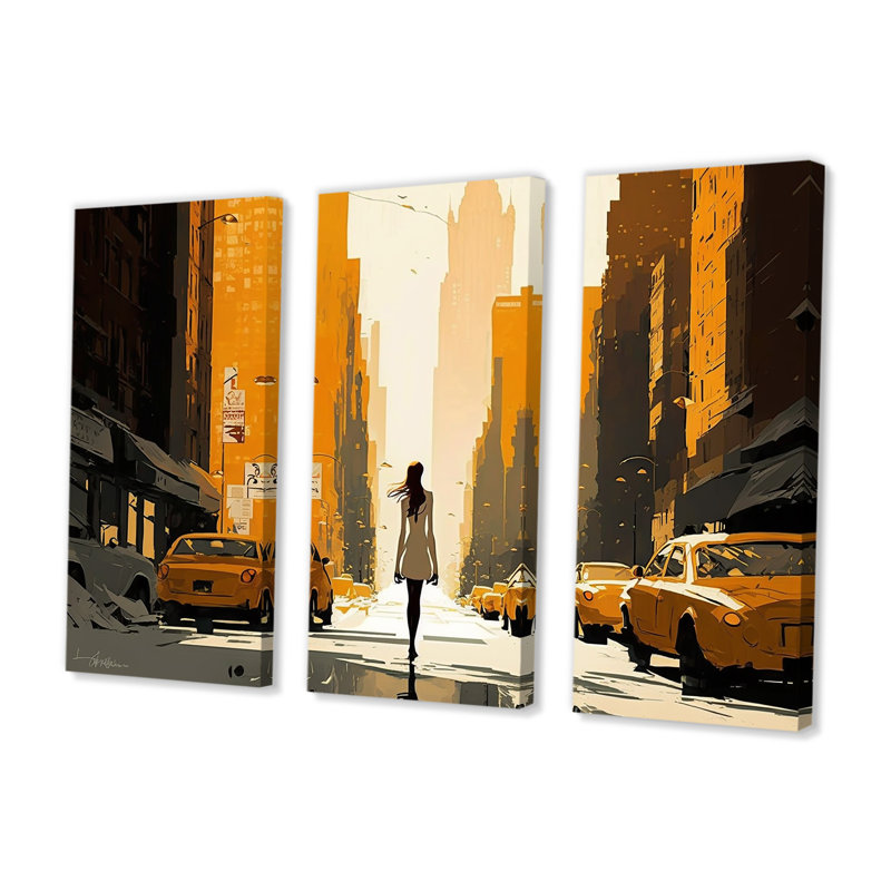 «Young And Stylish In New Ork», reproduction sur toile 3 pièces, H 28 po x l 36 po x P 1 po, Toile tendue