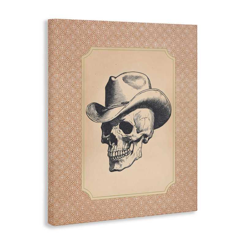 Toile de crâne de cowboy rétro, design par Arlington Prints, H 48 po x l 36 po