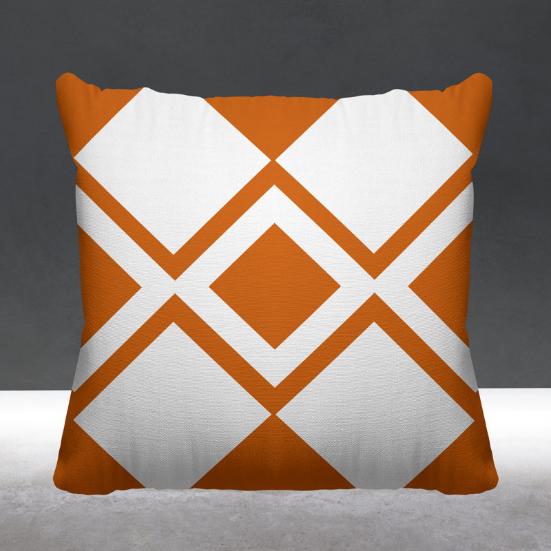 Coussin décoratif intérieur / extérieur Halsey Loop, L 15 po x H 15 po, Orange