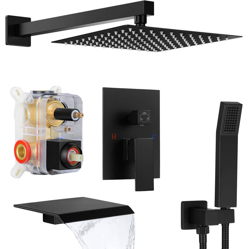 Ensemble de douche à pluie HGN 10 po, Noir mat