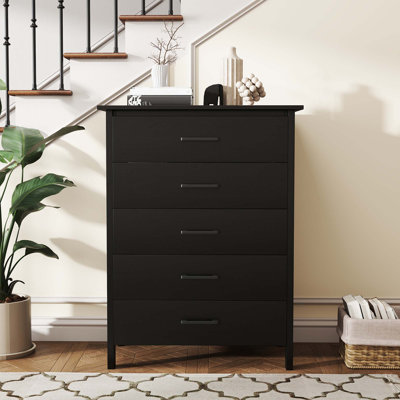 Modern 5 Drawer Chest Storage Dresser Cabinet With Metal Handles by Ebern Designs
