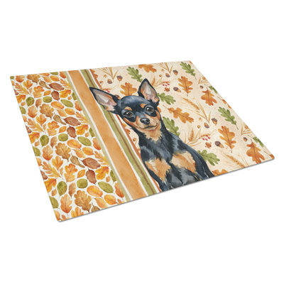 Black and Tan Russian Toy Heirloom Fall Glass Cutting Board
