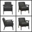 Chaise d'appoint en tissu texturé gris foncé avec structure en bois d'hévéa massif pour salon moderne-523528714