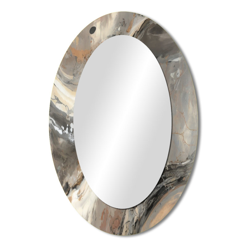 Morning Effervescence I - miroir mural ovale gris, 36 po x 24 po