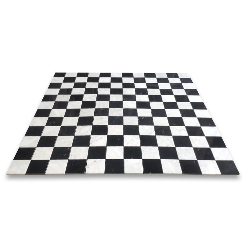 12 in. x 12 in. Grid Polished Marble Tile