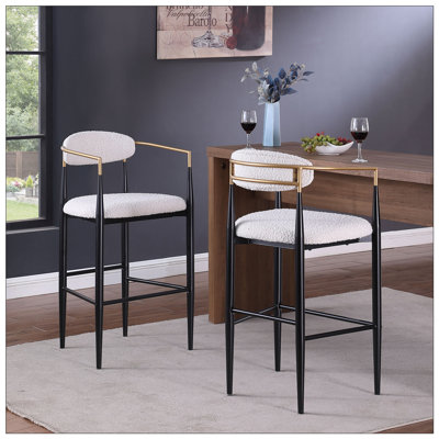 Set Of 2 Counter Height Bar Stools With Iron Legs