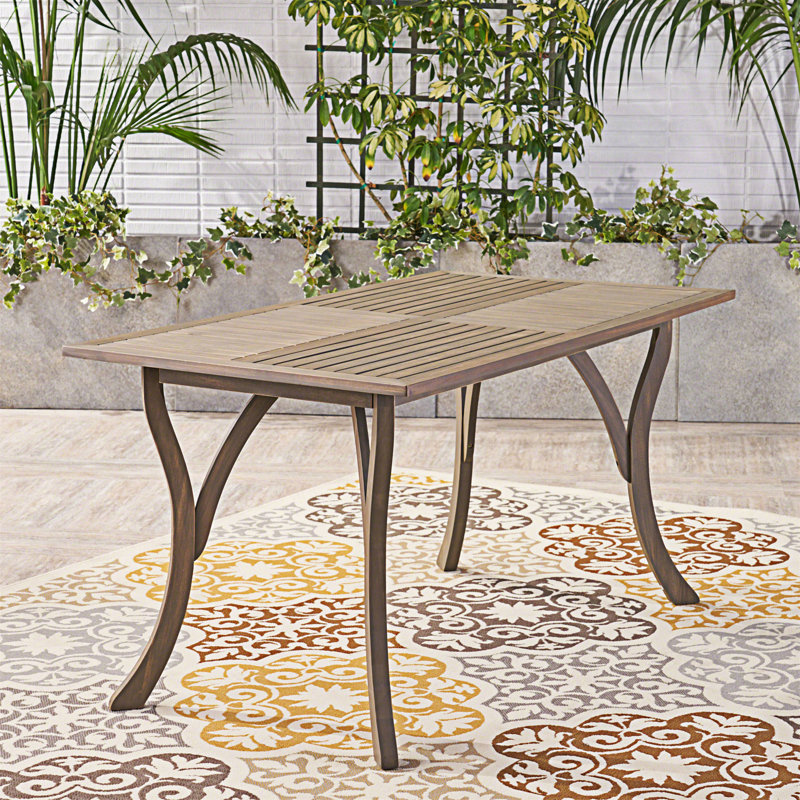 Table de salle à manger en bois massif Brizio, Gris
