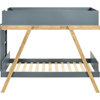 Blue Twin Over Bunk Bed, Rustic - Contemporary Charm, Van Finish, Angled Trestle, And For Siblings Supports,