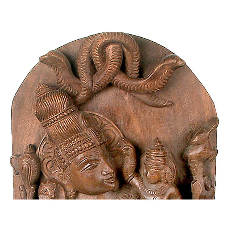 Décoration murale en bois sculpté à la main Shiva et Karttikeya, haut temple indien du sud de 24 po pour la méditation et l'autel spirituel