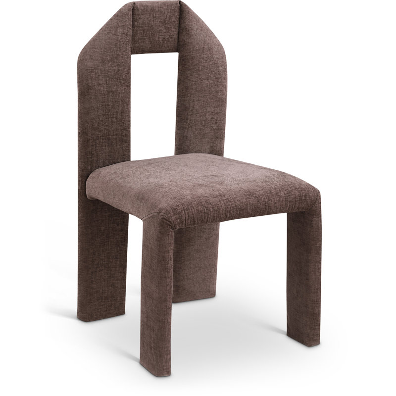 Chaise rembourrée Bennett, Tissu chenille brun