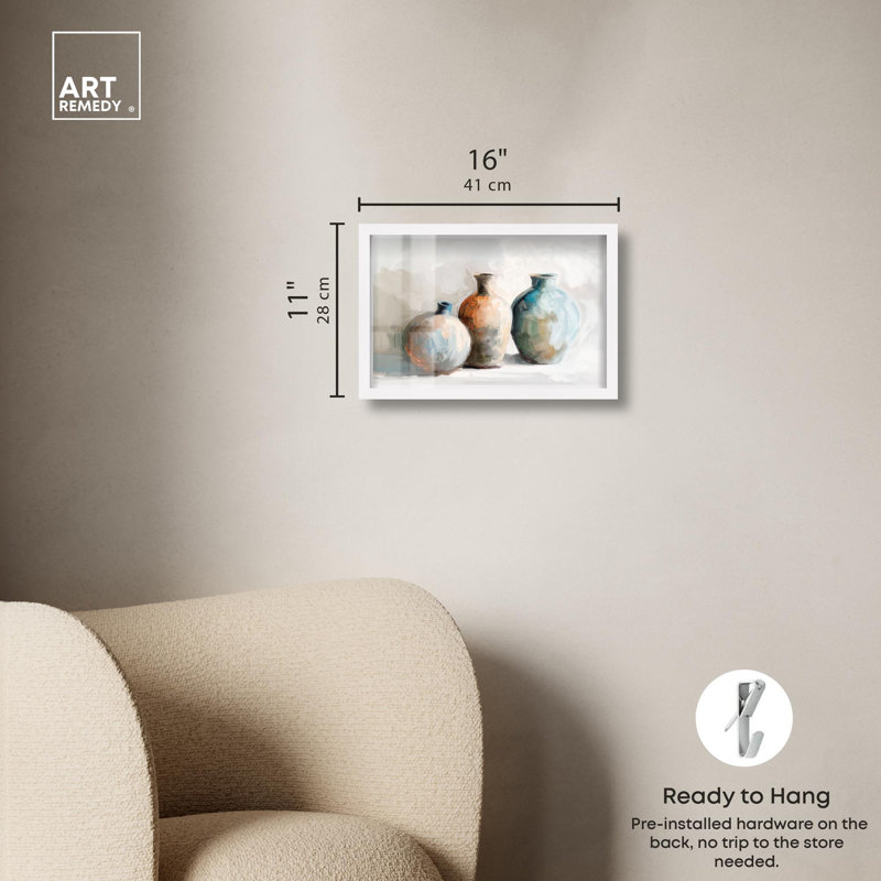 «Sandswept Urns Farmhouse Art» par Art Remedy, H 11 po x l 16 po, Blanc