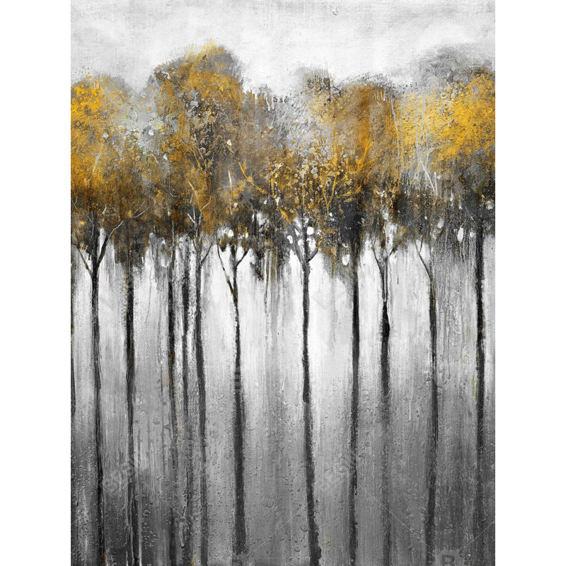 Abstract yellow forest Bath Mat with Non-Slip Backing - Quick Dry Memory Foam Bathroom Rug - Absorbent - Modern Plush Spa-Style - Machine Washable
