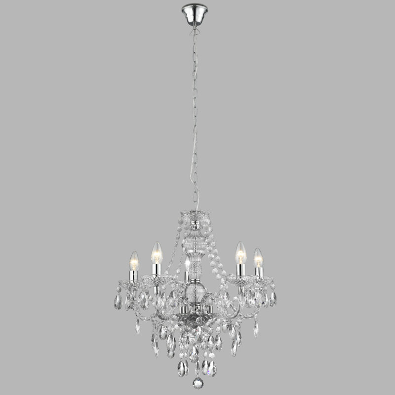 Lustre style chandelier 5 lumières Kelly, Transparent