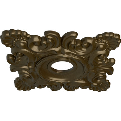 Endurathane Crawley Ceiling Medallion, 18"W x 18"H x 3 1/4"ID x 1 1/2"P (Fits Canopies up to 6 3/4"), Hand-Painted Brass Finish