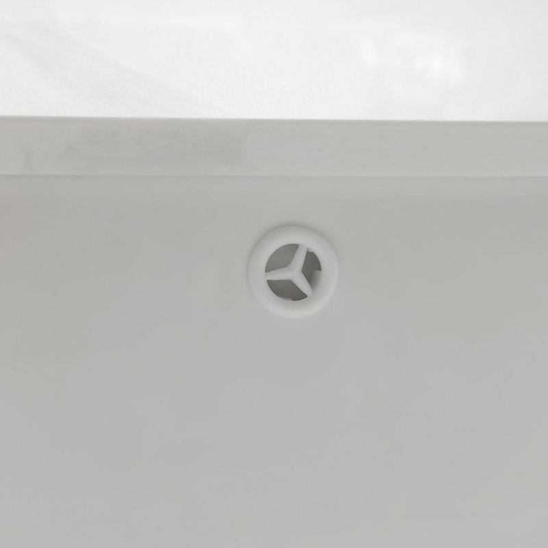 Plateau de meuble-lavabo double 61 po en quartz, 3/4 po d'épaisseur, 2 éviers centraux simples encastrés, dosseret haut de 4 po, trous de robinet pré-percés, résistant aux taches et à la chaleur, quartz blanc de Carrare avec veines