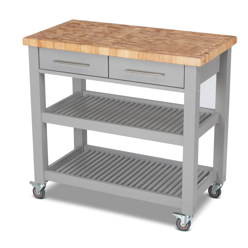 Sydney 38.30'' Wide Rolling Kitchen Cart, Light Gray