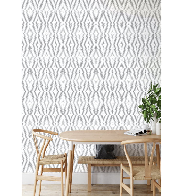Huron 10' L x 24" W Wallpaper Roll, Quartz White, PVC, Self-adhesive