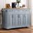 54Inch Large Kitchen Island With Rubber Wood Drop Leaf, Embossed Texture Rolling Kitchen Cart On 4 Wheels With 4 Doors And 3 Drawers, Kitchen Island With Storage For Kitchen, Dining Room,Grey Blue-426200455