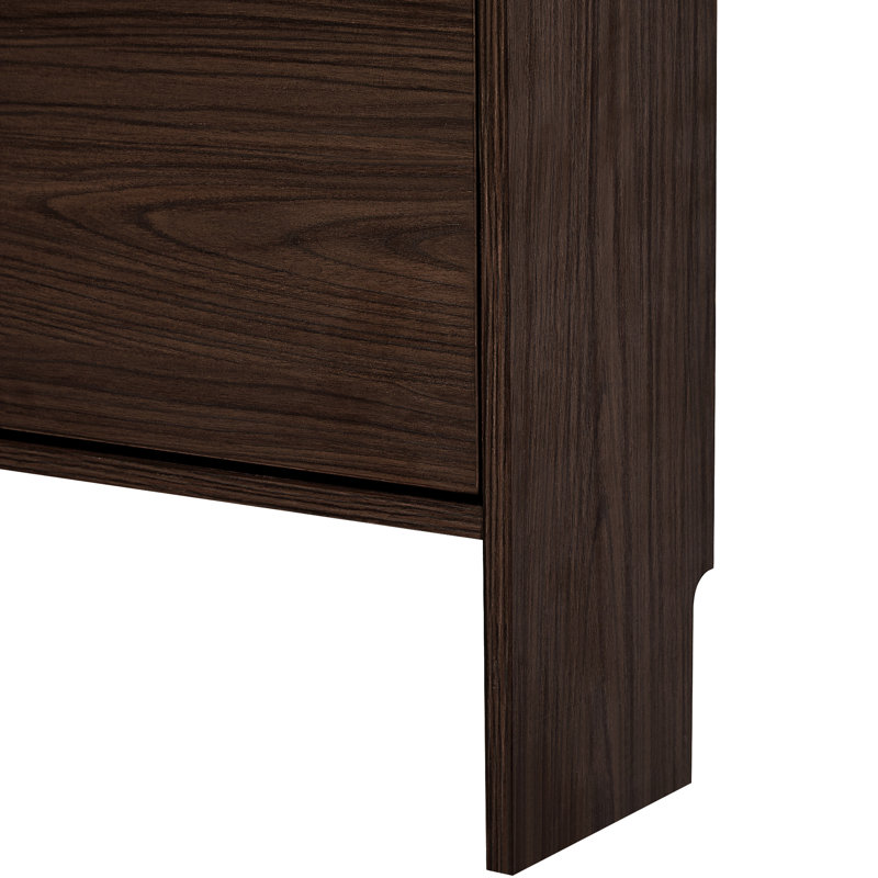 Armoire à chaussures moderne avec 3 tiroirs rabattables. Porche de rangement. Solide, couleur noyer, poignées de rangement intérieures spacieuses en métal. Design