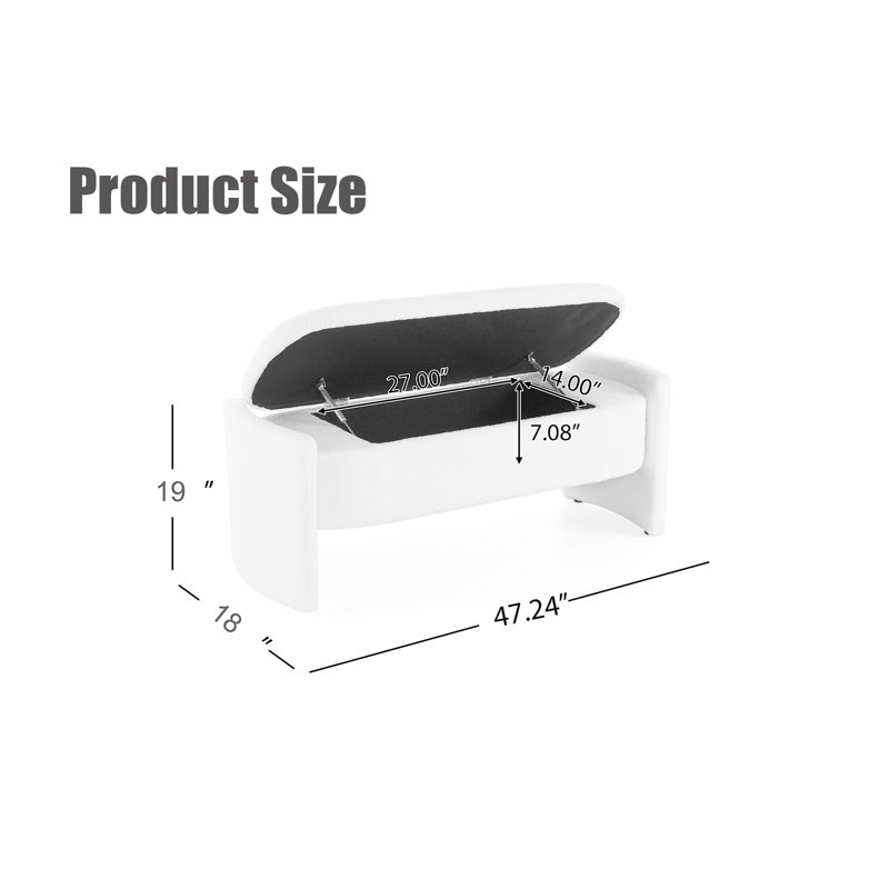 Storage Ottoman Bench, White