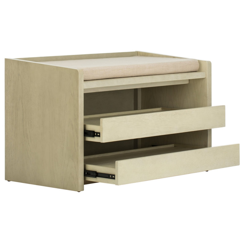 Banc de rangement en faux cuir Aryaan, Beige
