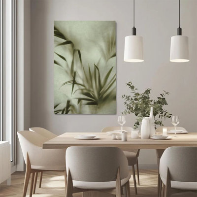 1Pc Framed Canvas Poster Print Plant Shadows, Palm Leaf Silhouettes, Minimalist Light and Shadow Art Style Wall Art Decor, Perfect for Room Decor Living Room Bedroom Office Kitchen Bathroom Home Decor, Ideal Home Wall Decoration Gift