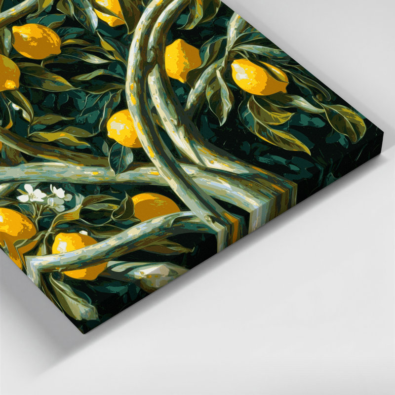 «Botanical Lemon Tree Branches», art mural sur toile verte, H 12 po x l 12 po