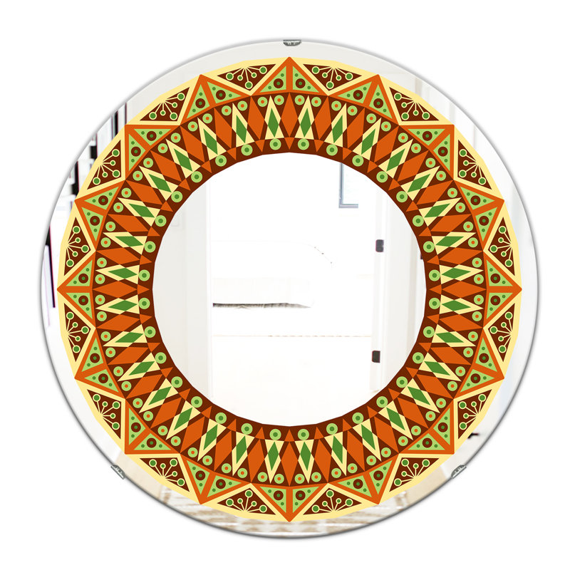 Beige brun et orange - miroir moderne, H 31,5 po x l po
