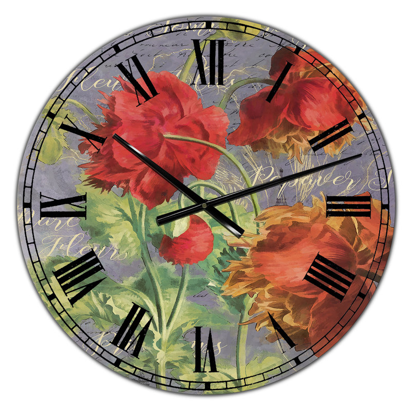 Red Poppies - Grande horloge murale, Petit