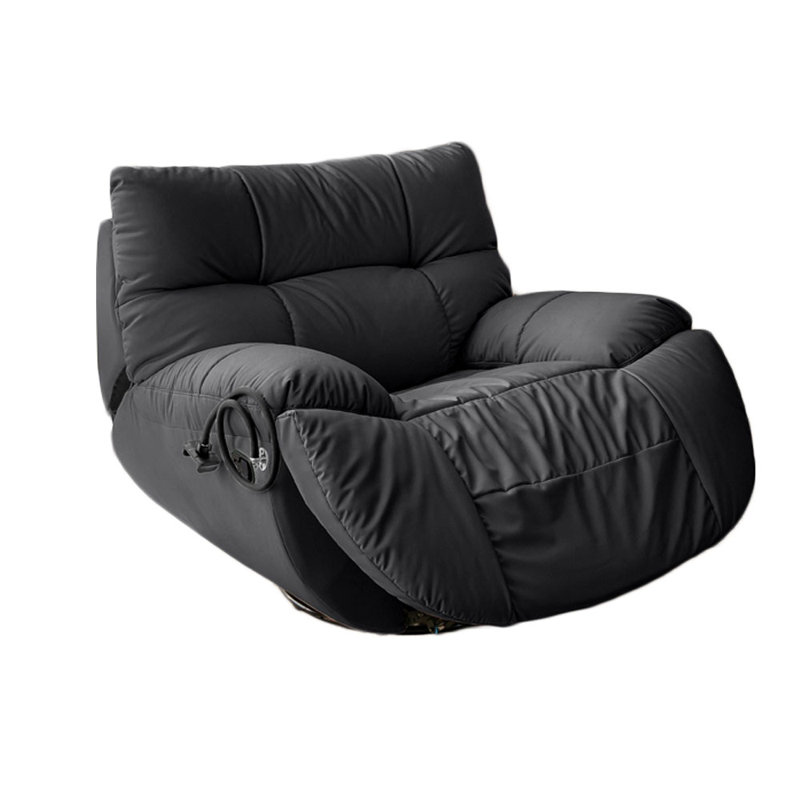 Minisci Faux Leather Recliner, Black Faux Leather