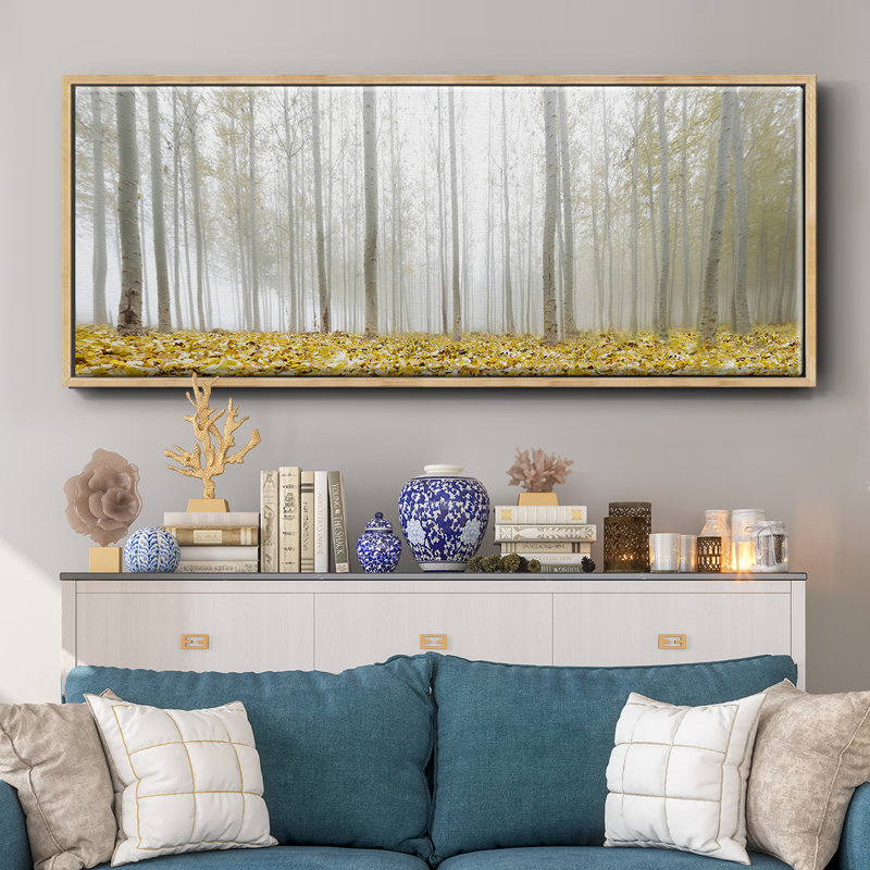 Poplar Grove - reproduction sur toile avec cadre flottant, H 24 po x l 60 po x P 1,5 po, Naturel