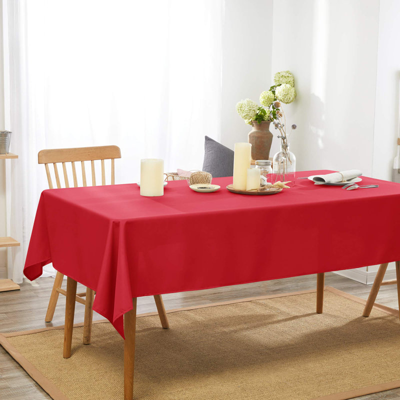 Solid Spillproof Decorative Red Tablecloths, 120" L x 60" W, White