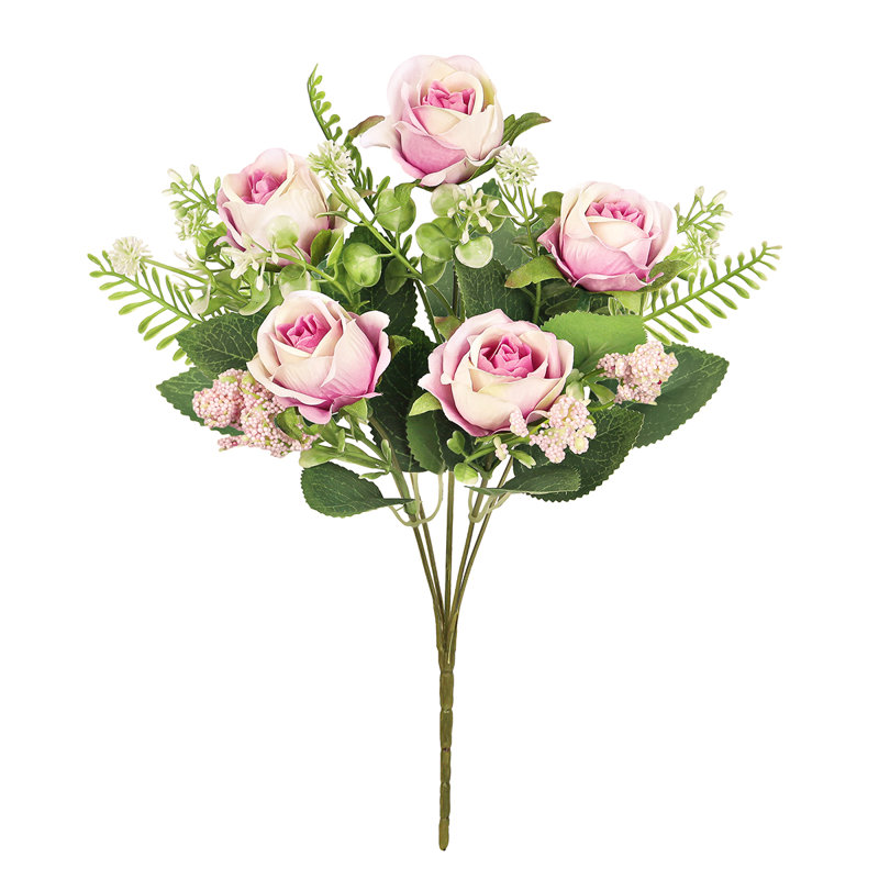 Bouquet de petites fleurs artificielles, Crème rose