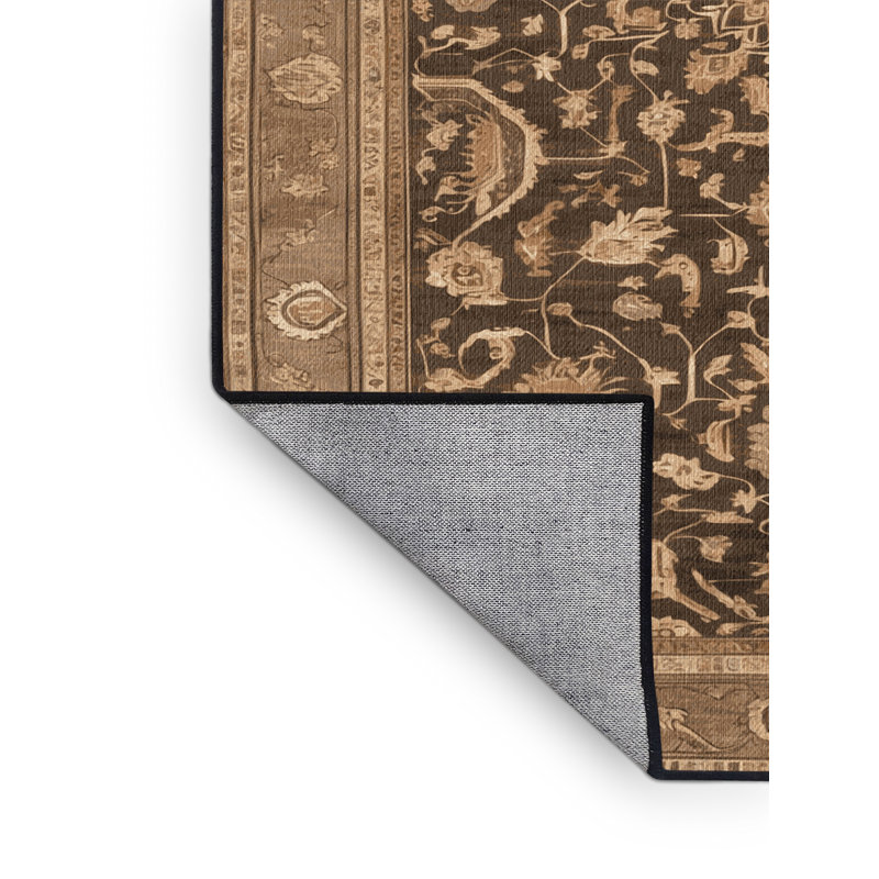 Tapis brun lavable à la machine, Rond 8 pi