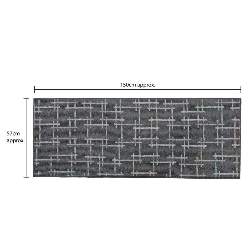 Non-Slip Indoor Doormat, Grey, Rectangle W57 x L150 cm