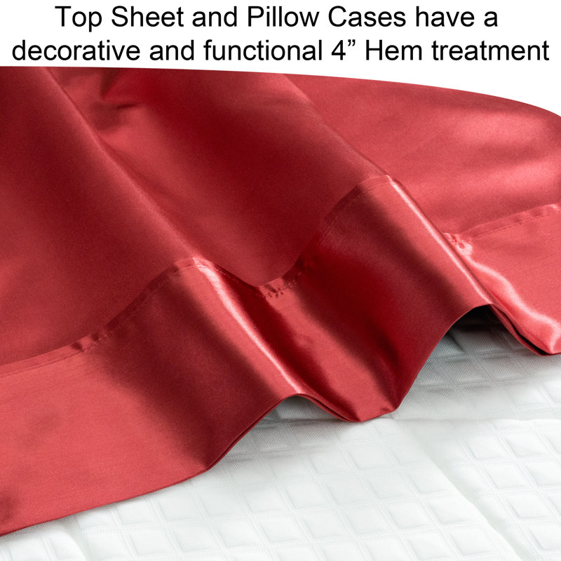 Smooth Satin BedTite Tight Grip Sheet Set, Queen, Burgundy